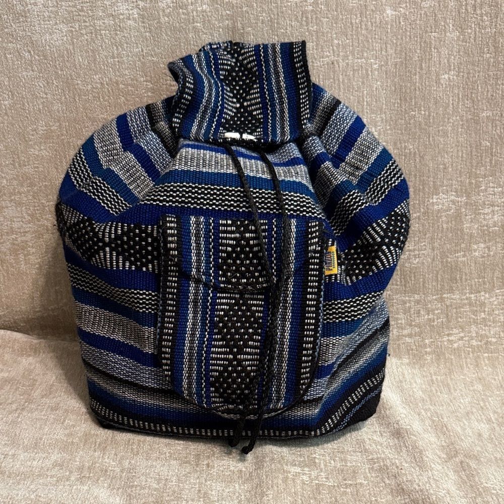 Pinzon Blue and Black Striped Backpack